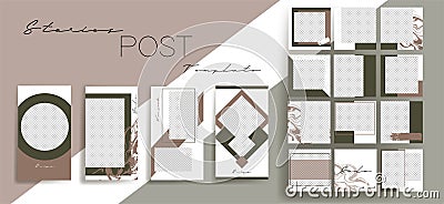 Design backgrounds for social media banner.Set of instagram stories and post frame templates.Vector cover. Vector Illustration